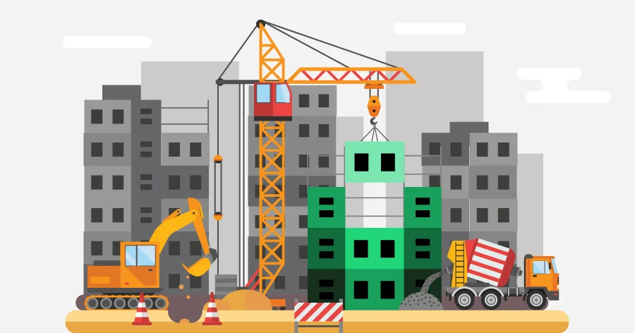 Construction graphic for an article about construction management software