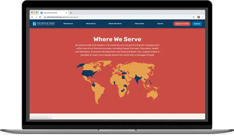International Needs website design by SPARK Business Works