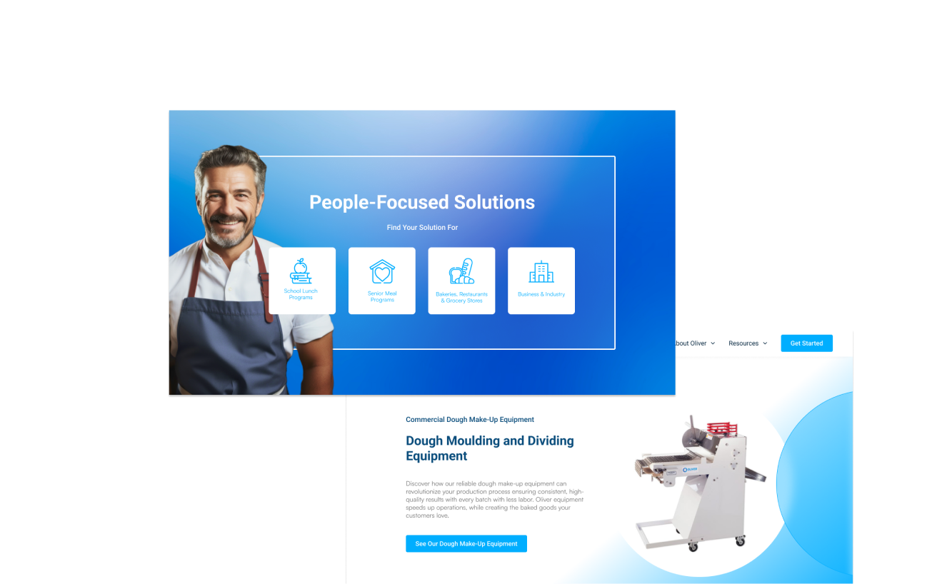 Two screenshots of the current website