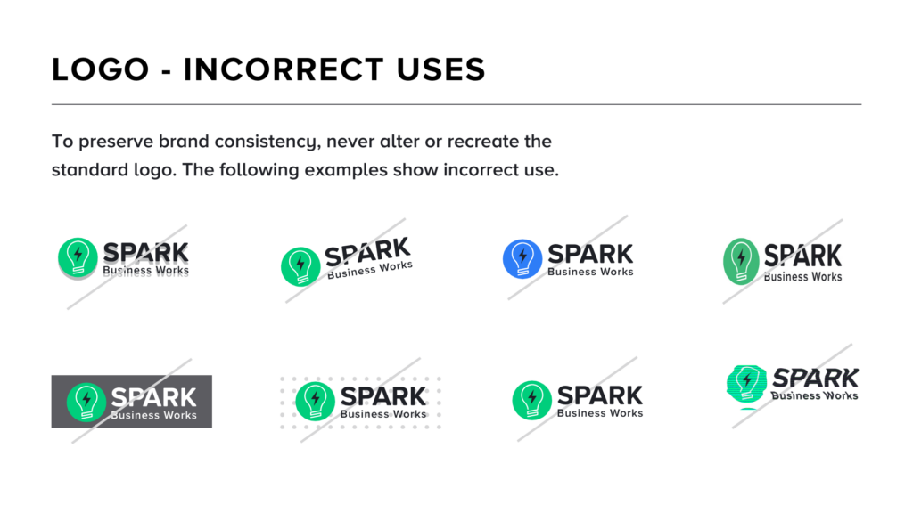 Example of incorrest use of logos in a brand style guide