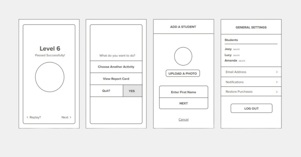 Low fi wireframes