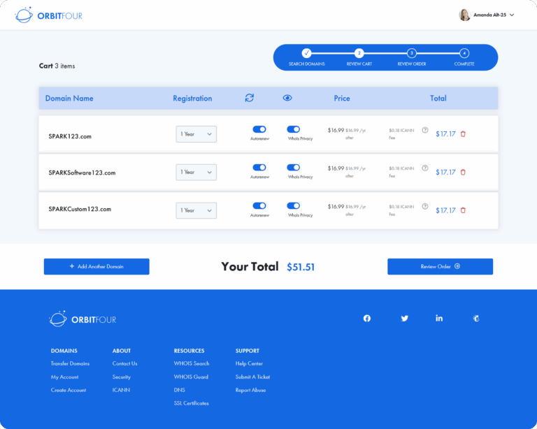 OrbitFour Domain Checkout